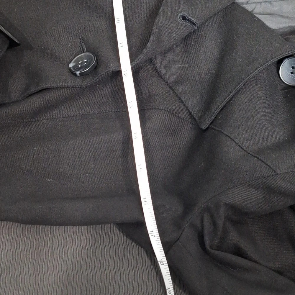 ASOS Black Double Breasted Trench Coat with Matching Belt and Button Back Detail - Picture 10 of 12